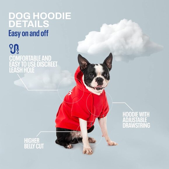 NWT Reebok Dog Hoodie – Fleece Dog Sweater with Leash Hole, Cold Winter Red - Picture 7 of 10